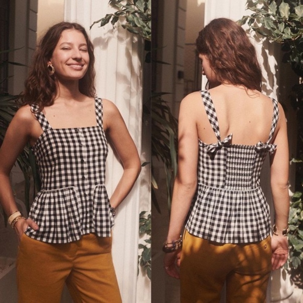 Sézane Laurette Gingham Cotton Tank Top